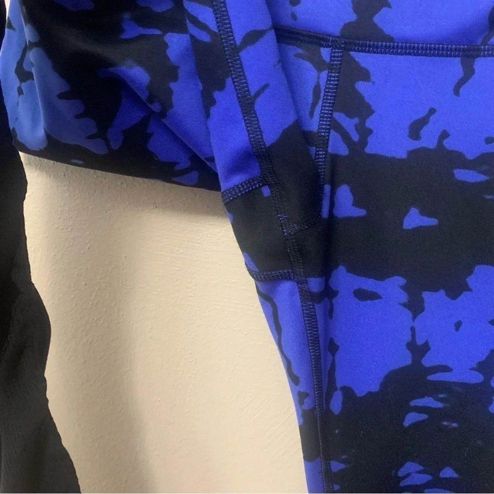 ALO Yoga Goddess Ribbed Legging Blue Black Tie Dye Size Small